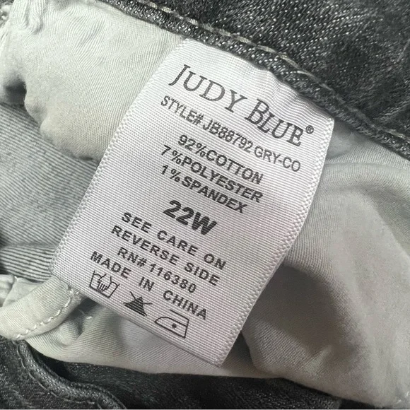 Judy Blue Skinny Fit Jeans Womens 22W Gray Hi Rise Distressed Tapered Stretch - Picture 7 of 9